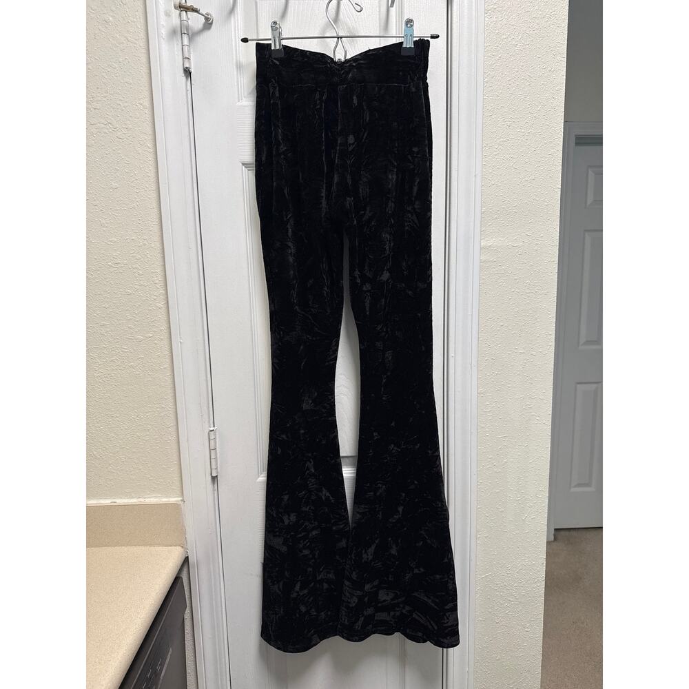 Killstar Carpe Noctem Black Velvet Corset Lace Up Flare Pants Whimsigoth Size XS - Picture 3 of 6